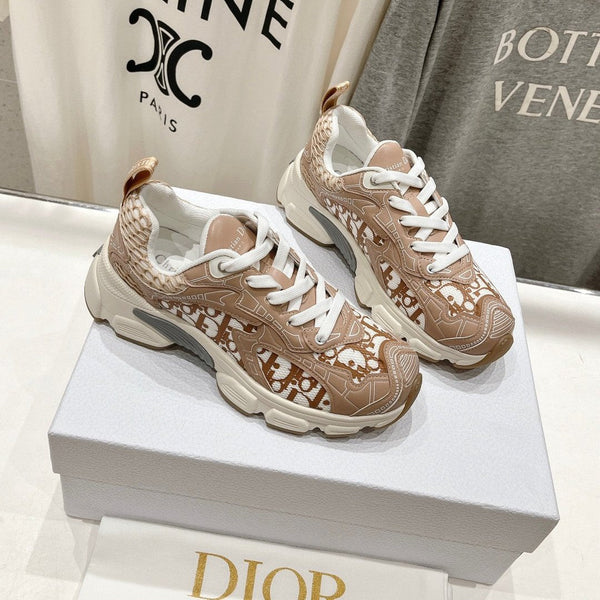 CD Vibe Sneaker Beige Brown Polyester Mesh Fabric And Cowhide