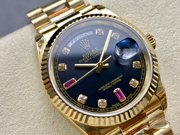 Rolex Day-Date 36mm Oro Nero Diamante 
