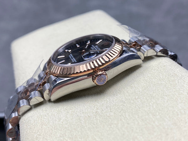Datejust 31mm in acciaio oro rosa con quadrante grigio scuro
