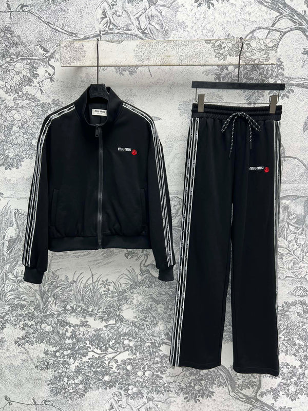 Miu Miu 25 Ribbon Stitching Suits Black Cotton