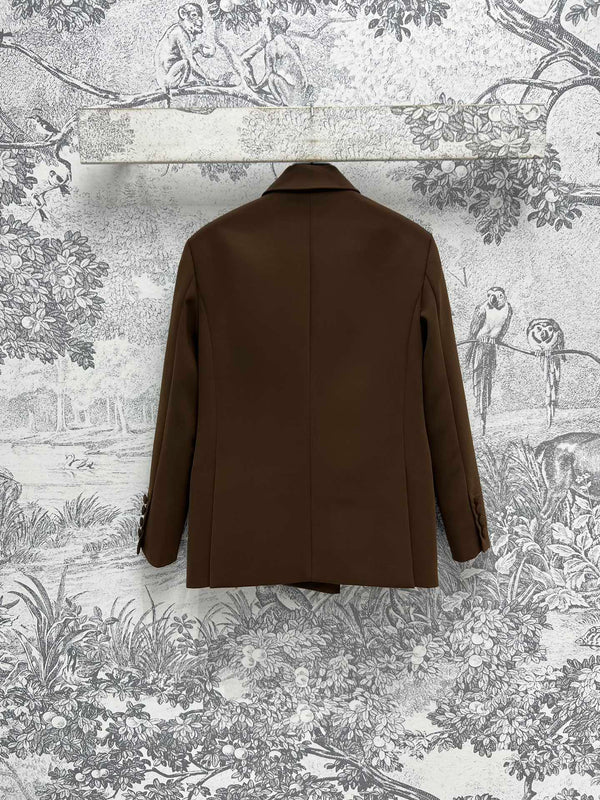YSL 25 Suit Jacket Brown Wool Cotton