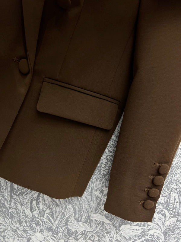 YSL 25 Suit Jacket Brown Wool Cotton