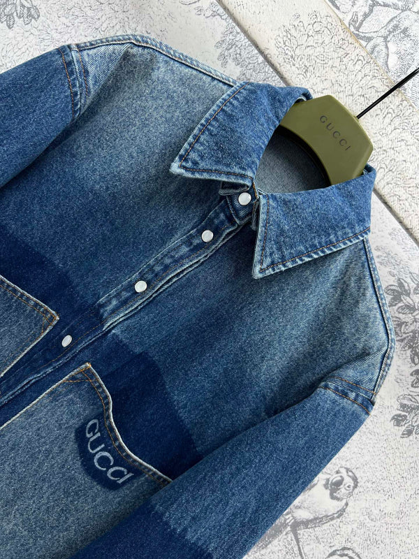 Gucci 25 Denim Shirt Dress Blue Cotton