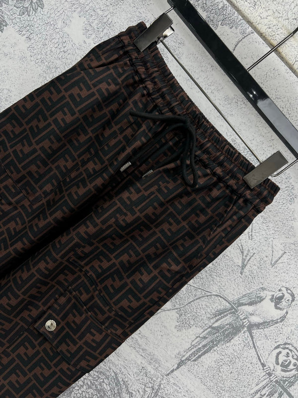 Fendi 25 Straight Pants Brown Black Polyester