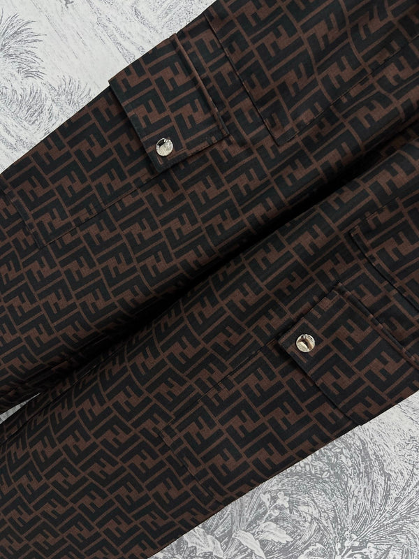Fendi 25 Straight Pants Brown Black Polyester