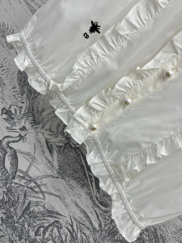 CD 25 Lace Sleeveless Shirt White Cotton