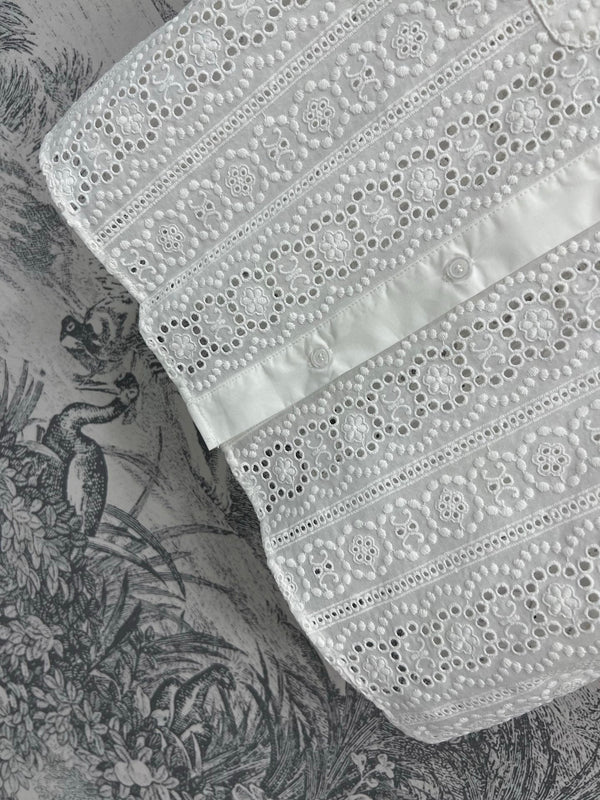 Celine 25 Lace Short Shirt White Cotton