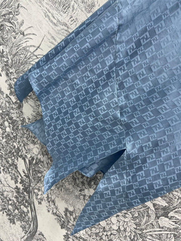 Fendi 25 Double F Irregular Skirt Blue Viscose Polyester