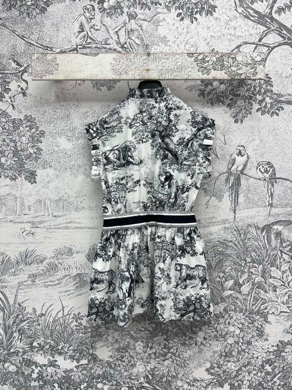 CD 25 Fungus Lace Sleeveless Dress White Black Cotton