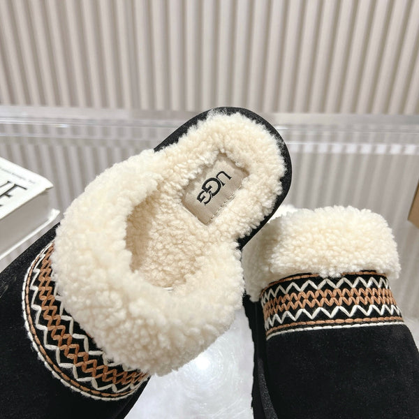 UGG Disquette Atherson Slipper Black White Wool Suede 512921