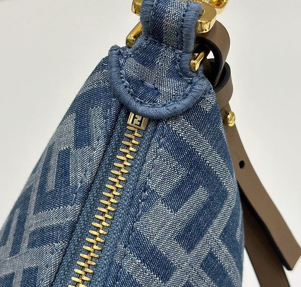 BORSA FENDIGRAPHY MINI 20 IN TESSUTO DENIM BLU EGEO CON FERRAMENTA ORO