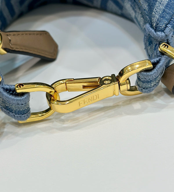 BORSA FENDIGRAPHY MINI 20 IN TESSUTO DENIM BLU EGEO CON FERRAMENTA ORO
