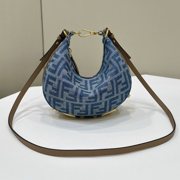 BORSA FENDIGRAPHY MINI 20 IN TESSUTO DENIM BLU EGEO CON FERRAMENTA ORO
