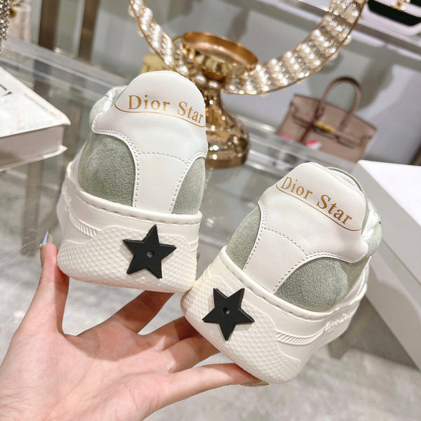 cd star sneaker white calfskin light green suede