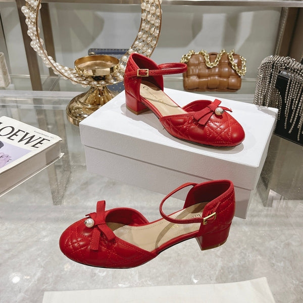 CD Ballet Pump Red Quilted Cowhide