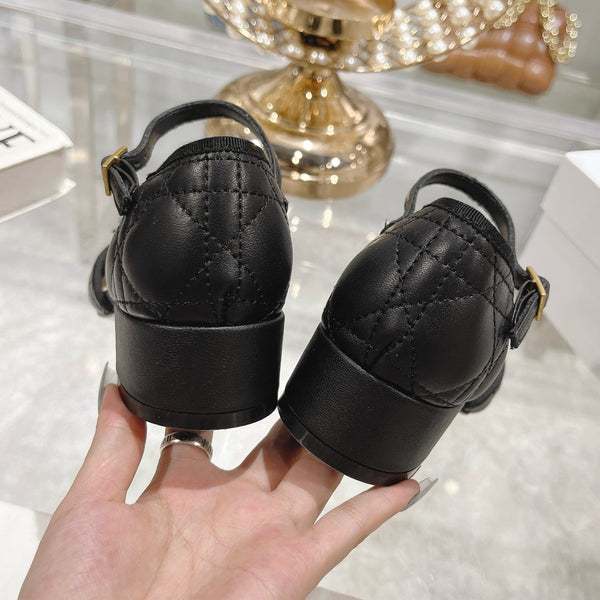CD Ballet Pump Black Quilted Cowhide
