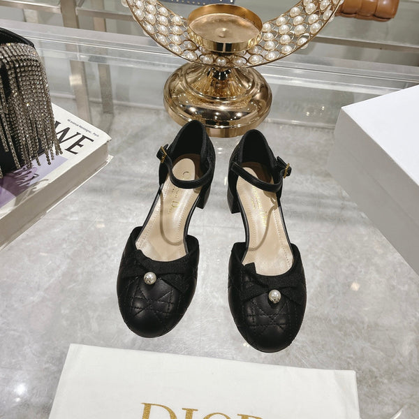 CD Ballet Pump Black Quilted Cowhide