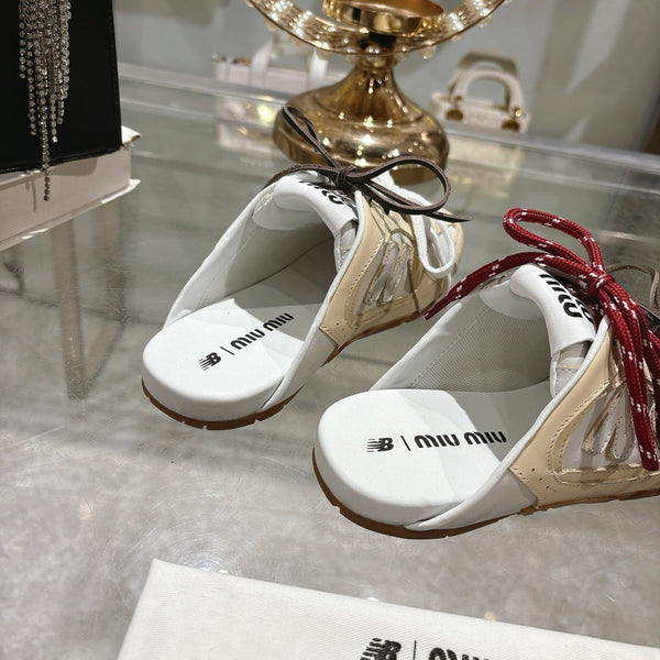Miu x NB 530 SL Deco Mules Beige mix Pelle Bianca 235296