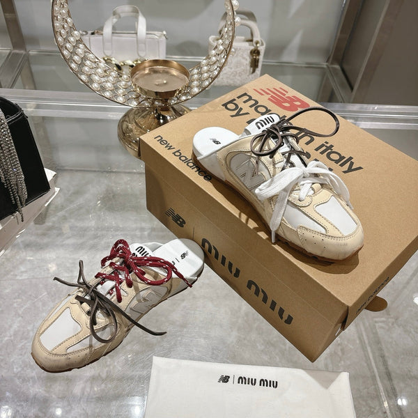 Miu x NB 530 SL Deco Mules Beige mix Pelle Bianca 235296