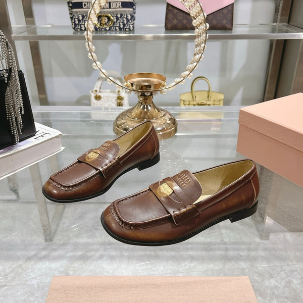 Miu 25C Loafers Coffee Cowhide 235302