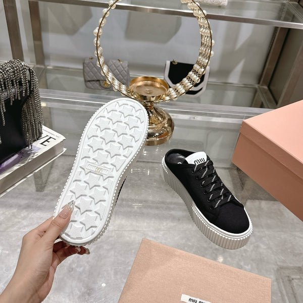 Miu 25C Sneaker Mules Nero Tessuto Demin 235316