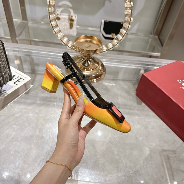 Viv 25 Slingback Yellow Orange Italian Leather 300782