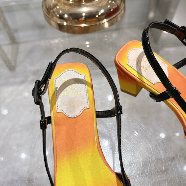 Viv 25 Slingback Yellow Orange Italian Leather 300782
