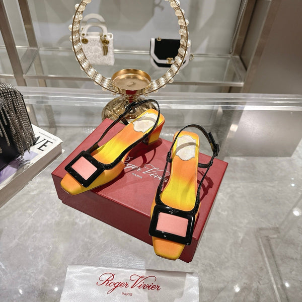 Viv 25 Slingback Yellow Orange Italian Leather 300782