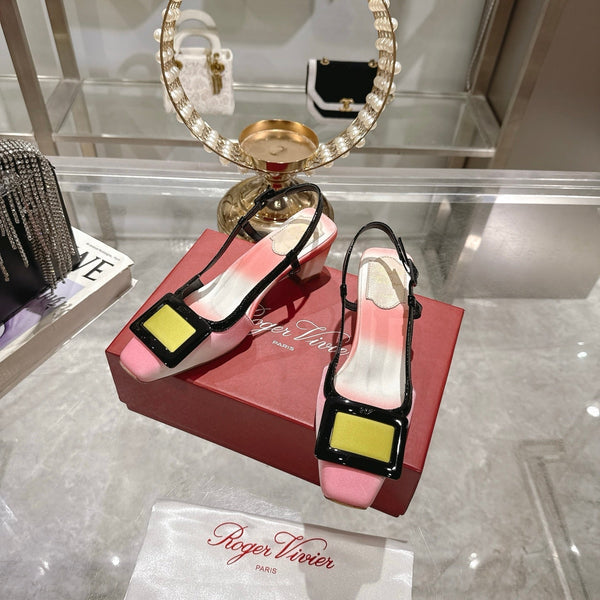 Viv 25 Slingback Pink White Italian Leather 300783