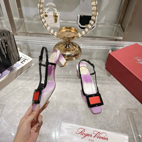 Viv 25 Slingback White Purple Italian Leather 300784