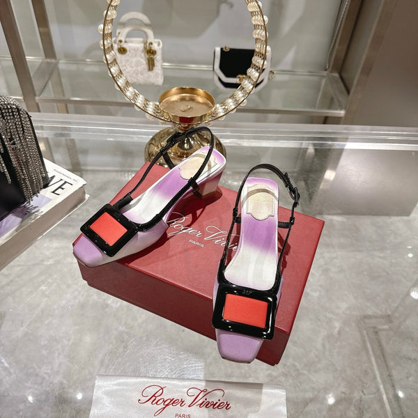 Viv 25 Slingback White Purple Italian Leather 300784