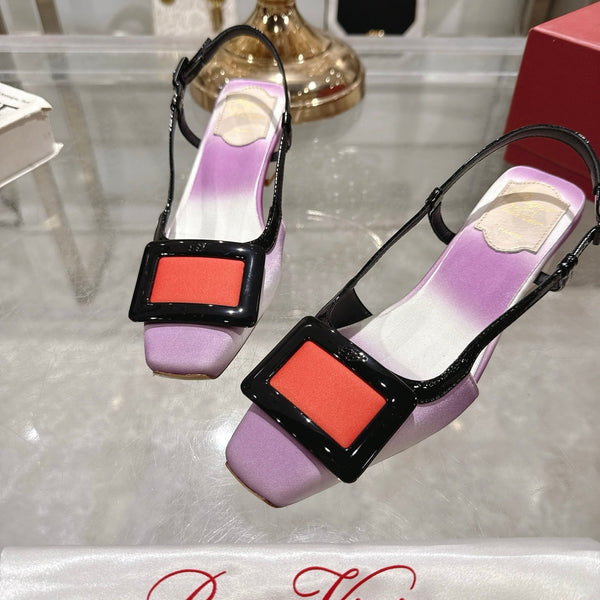 Viv 25 Slingback White Purple Italian Leather 300784