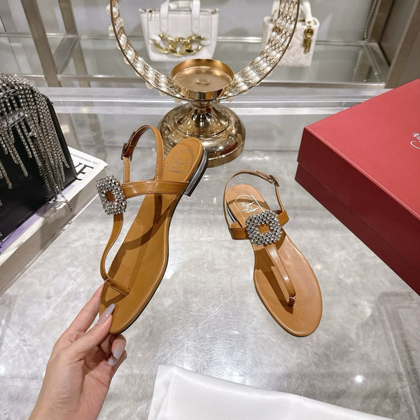 Sandali infradito Viv 25 in pelle di vacchetta marrone 334690
