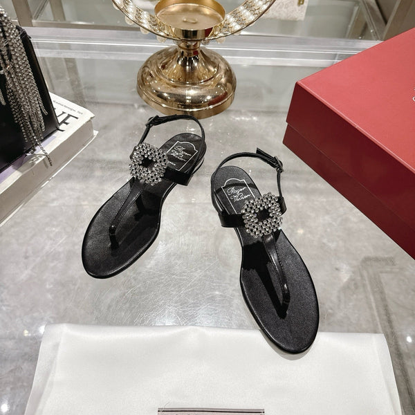 Viv 25 Thong Sandals Black Cowhide 334691