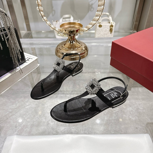 Viv 25 Thong Sandals Black Cowhide 334691