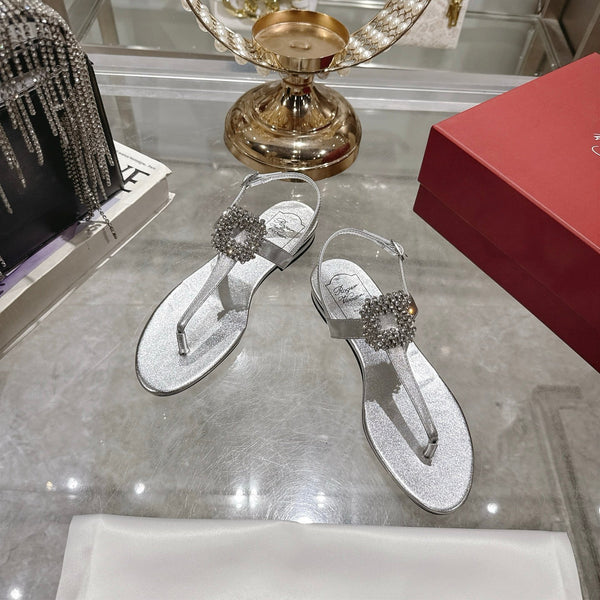 Sandali infradito Viv 25 in pelle di vacchetta color argento 334692