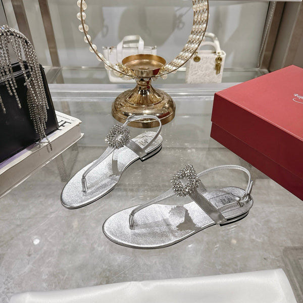 Sandali infradito Viv 25 in pelle di vacchetta color argento 334692