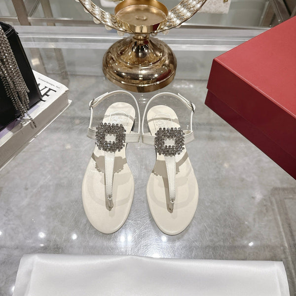 Sandali infradito Viv 25 in pelle di vacchetta bianca 334693