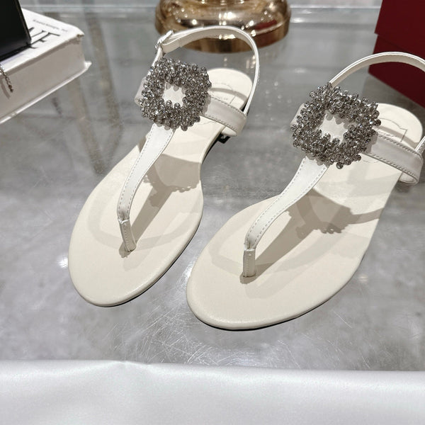 Sandali infradito Viv 25 in pelle di vacchetta bianca 334693