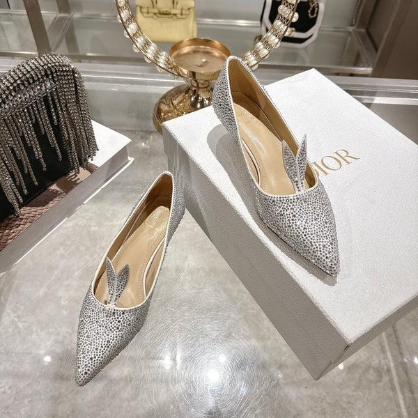 CD 26 Escarpin Gris Clair Diamants Entiers Peau de Mouton 592199