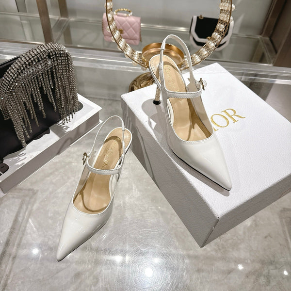 CD 26 Escarpins Mary Jane 80 Cuir Verni Blanc 679858