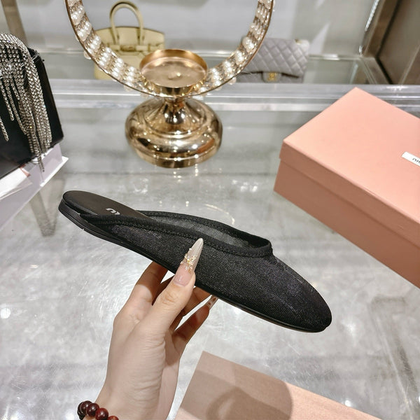 Miu Miu 26s Slippers Black Mesh 679835