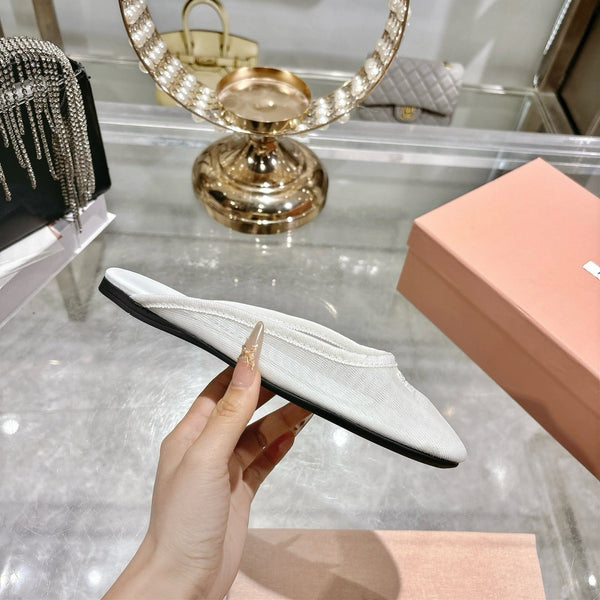 Miu Miu 26s Slippers White Mesh 679837