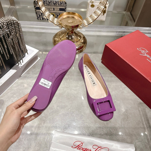 Roger Vivier 26s U Look Ballet Flat Purple Leather 679807