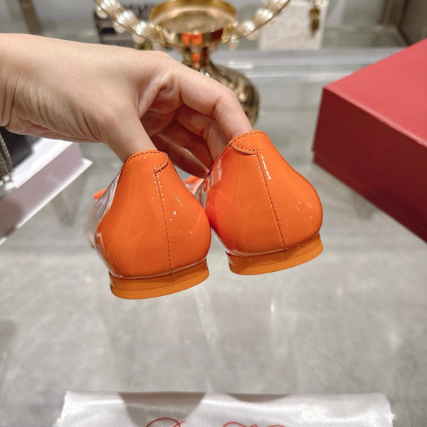 Roger Vivier 26s U Look Ballet Flat Orange Leather 679808