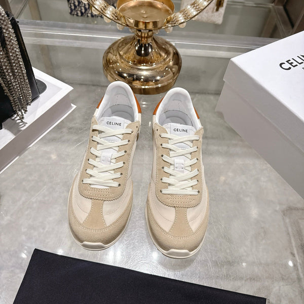 Celine Racer Sneaker Beige Suede Fabric 679818