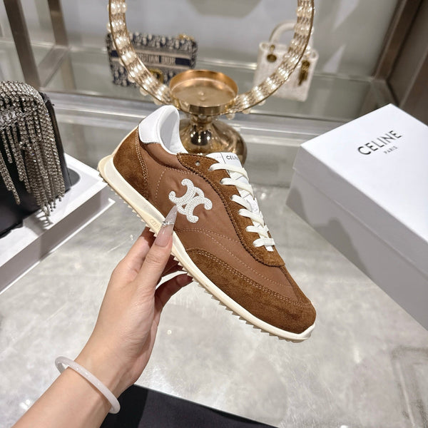 Celine Racer Sneaker Brown Suede Fabric 679819