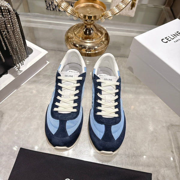 Celine Racer Sneaker Navy Blue Sky Blue Suede Lace 679823