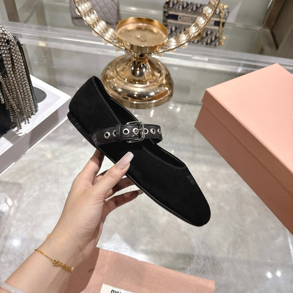 Miu 26s Ballerinas Black Suede 679780