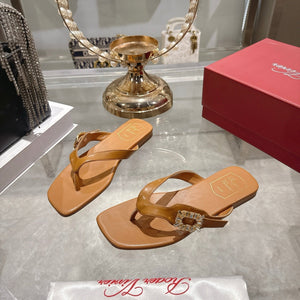 Roger Vivier 26s Tong Marron Cuir de vachette 679813